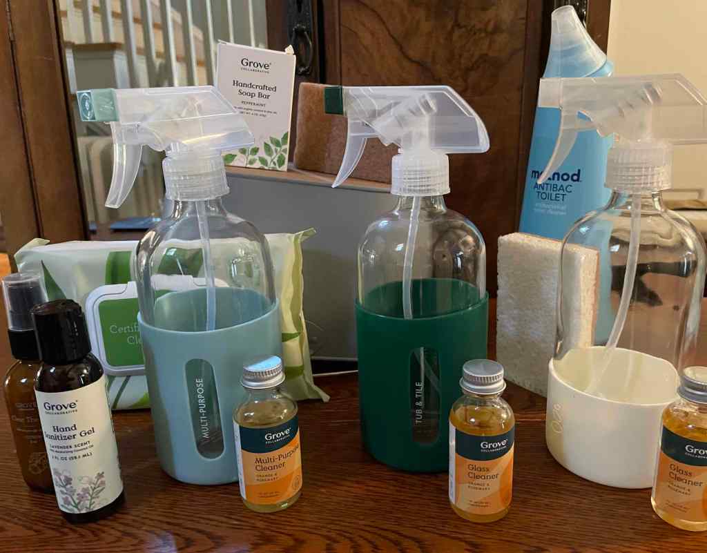 Reuse glass bottles with concentrates to reduce shipping water weight and reduce plastic bottle waste.